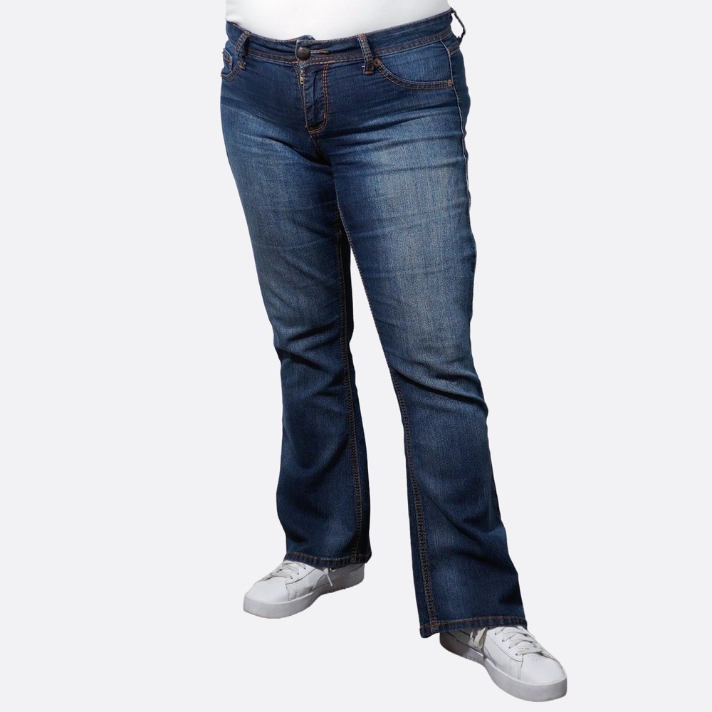 Torrid Source of Wisdom Retro Dark Wash Indigo Bootcut Flare Jeans Stretch 12 L